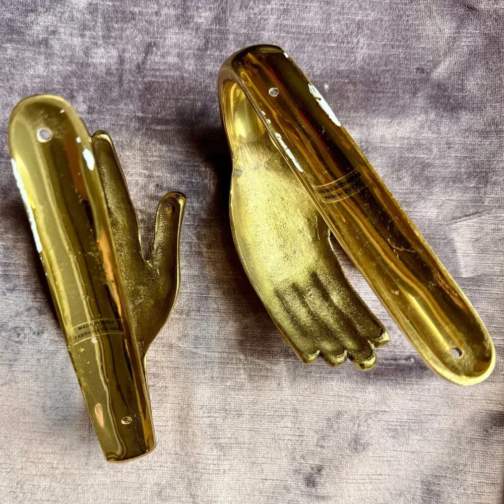 Pair of Brass Hand Curtain Tie Backs